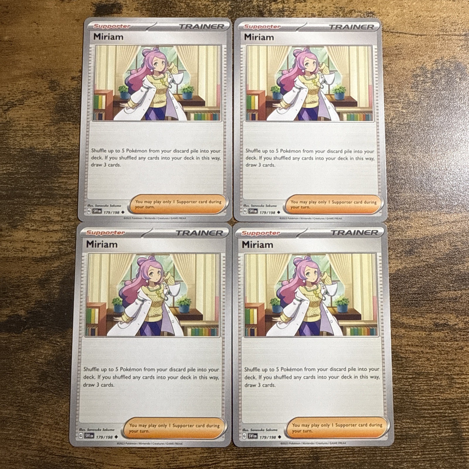 4x Miriam 179/198 Scarlet & Violet Base Pokemon TCG Playset