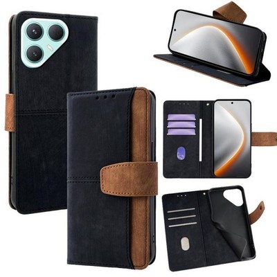 For Tecno Pova 7 Pro Color Stitching Skin Feel Leather RFID Blocking Phone Case