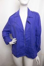 Chico s Women s Purple Linen Jacket size 2/L/12 open front Blazer