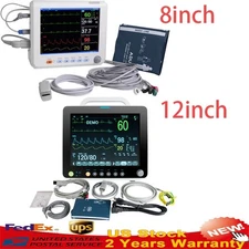 Carejoy 12/8 inch ICU CCU Vital Signs Patient Monitor Machine ECG NIBP SPO2 PR