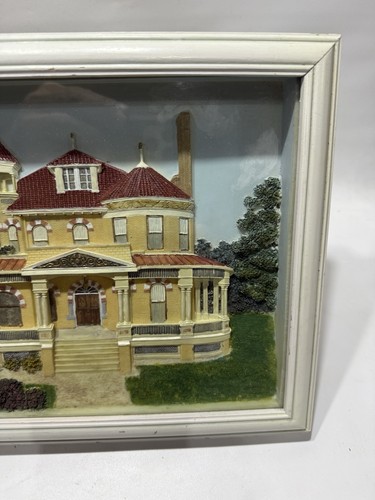 Vintage 3D Vittorian Mansion 12,5"x9,25" cornice arte da parete - Foto 3 di 10