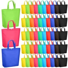 50 Pcs Reusable Grocery Bags Bulk Large Non Woven Portable Shopping Tote with...