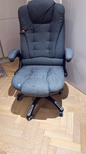 Grey Fabric Executive Office Chair High Back Swivel Padded Seat Armrests