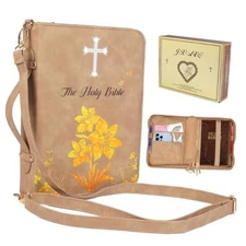 Bible Cover Case for Women & Men, JXAVO PU Leather Bible Covers, Large Bible 