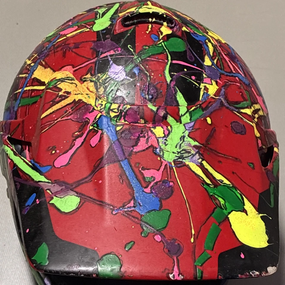 Casco de moto ATV rojo personalizado salpicaduras de pintura Airoh Commander | Talla M (57-58) Foto 4 de 4