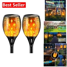 Set of 2 Solar Powered Flame Lights - 43'' Adjustable Height Outdoor Ambiance