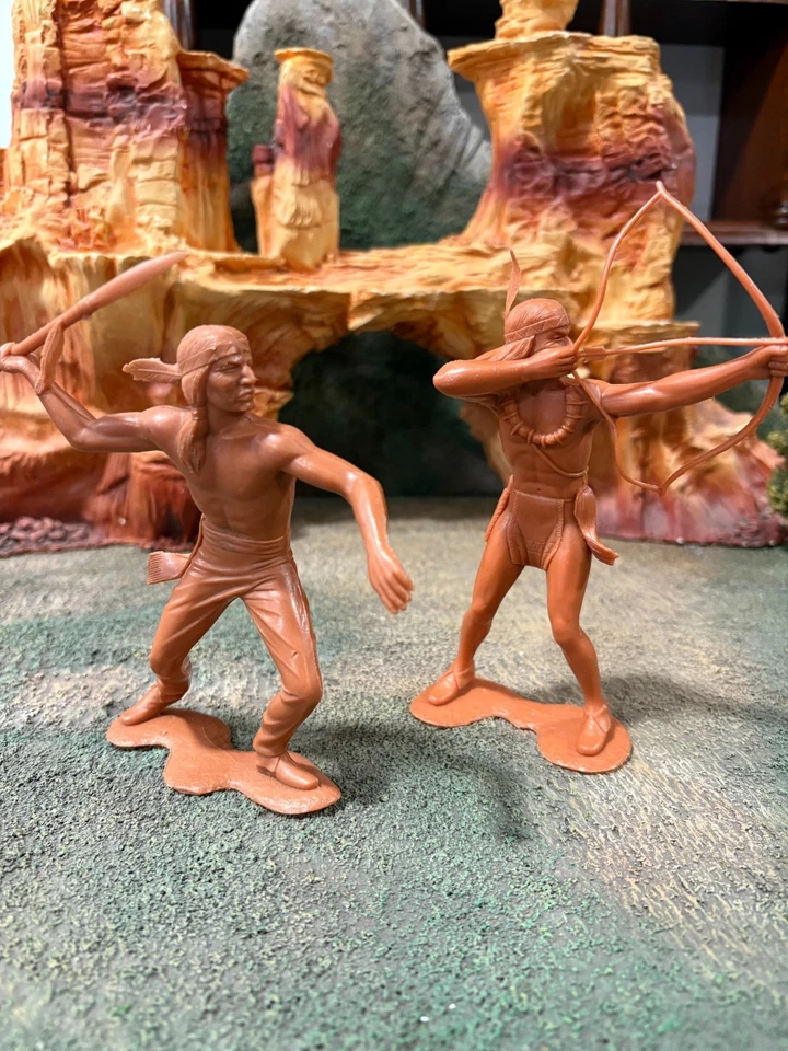 Marx Toy Indians 1964, 6 pulgadas, ¡Lote de 7 marrones! Foto 3 de 4