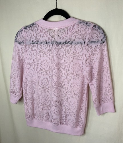 Lace Bomber Jacket Y2K No Boundaries Juniors Size 3-5 S Pink Sheer Floral - Picture 6 of 10