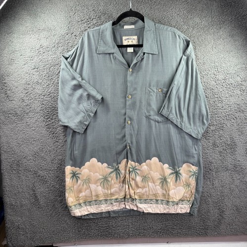 Camicia Bamboo Cay Uomo XXL 2XL Fine Resort Hawaiian Clouds Palm Beach Cruise Usato in ottime condizioni - Foto 5 di 10