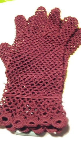 vintage gant crochet FIL bordeau#old glove - Picture 2 of 4