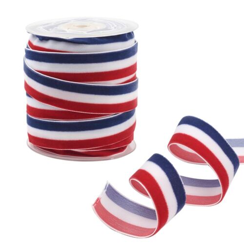 25 Yards Red White Blue Ribbon Wired 4th of July Single Face Vertical Stripe ...