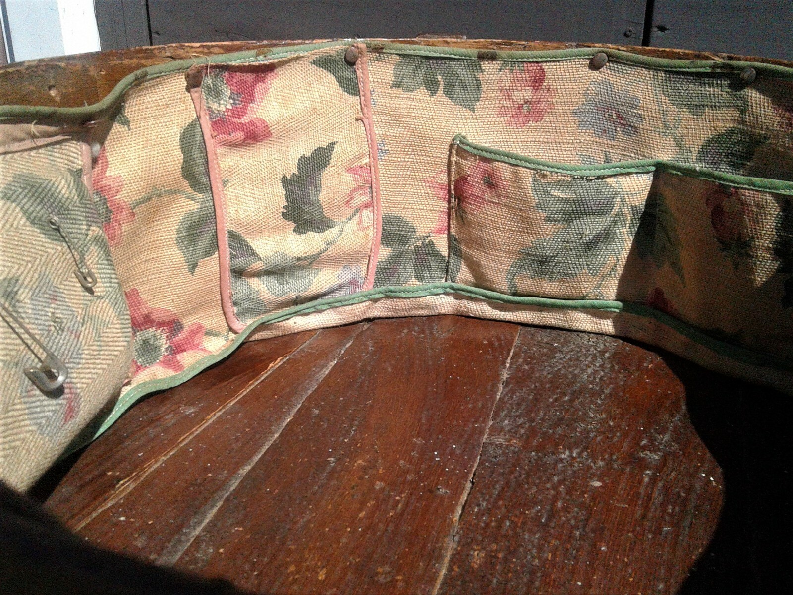 Antique Primitive Cheese Box Sewing Stand Folk Art 1920s Era