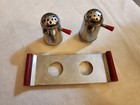 1940's Vintage Occupied Japan Salt & Pepper Set w/ Tray; Handle and Spout Motif — photo 2