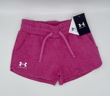 Under Armour Girl's Size Small/8 UA Rival Fleece Printed Shorts Pink Print Cozy 