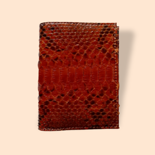 LIVRAISON GRATUITE Portefeuille en cuir véritable python peau de serpent - Marron - Photo 1/4