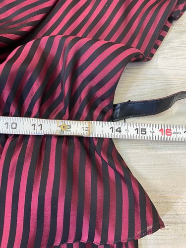 Vtg BRIOCHE California 80's Black Red Striped Peplum Dress Sz 9 Beetlejuice Look - Picture 14 of 19