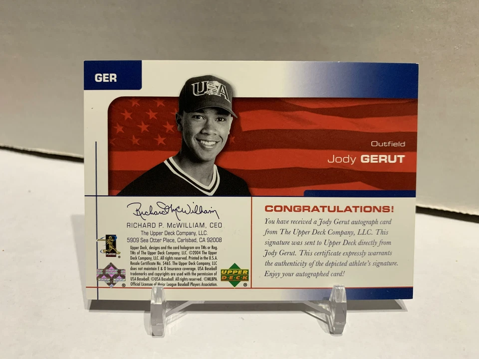 2004 USA Baseball 25th Anniversary Signatures Red Ink Jody Gerut Auto /50 - Image 2 of 2