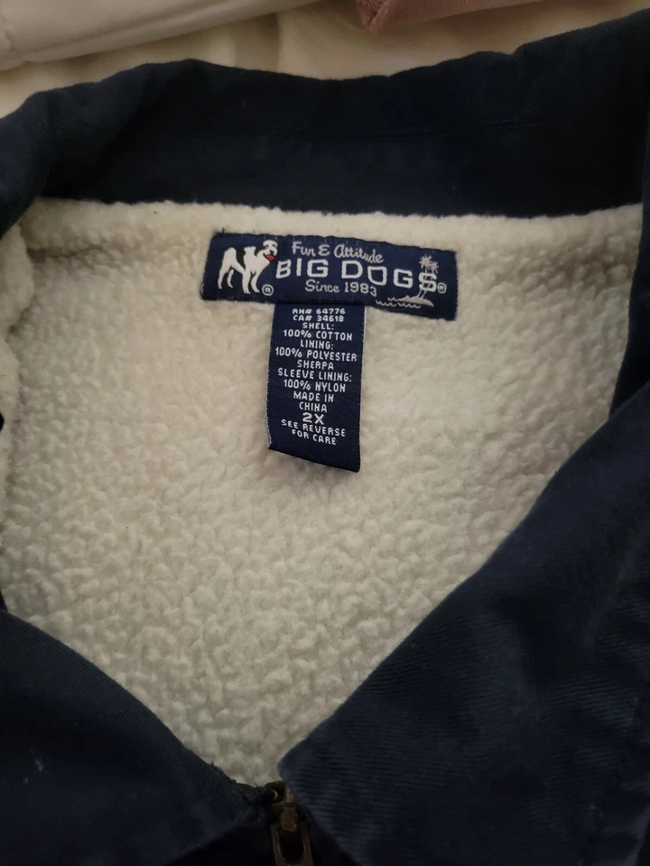 Vintage Big Dogs Jacket Mens XXL 2XL Classic Blue 90's Coat Jacket Soft Lining  - Image 3 of 4