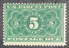 Travelstamps: 1912 US Stamps Scott # JQ3 5¢ Parcel Post Due Mint OG MNH
