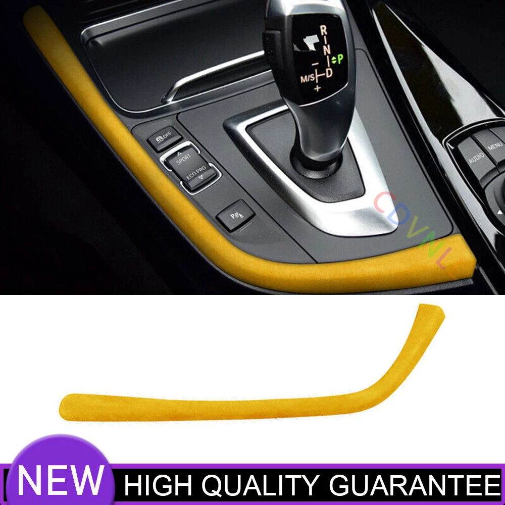 For BMW 3 4 Series GT 13-18 Yellow Suede Inner Gear Shift Decoration Strip Trim