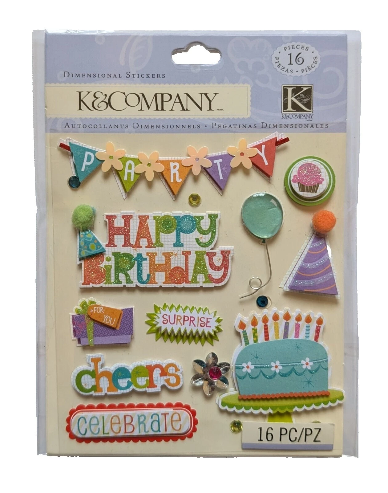 K & Company Cumpleaños Cardmaking & Scrapbooking Pegatinas