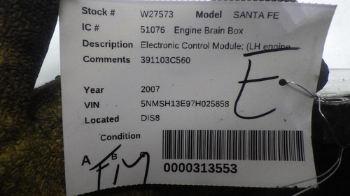 07 HYUNDAI SANTA FE Engine Control Module 391103C560 - Picture 2 of 5