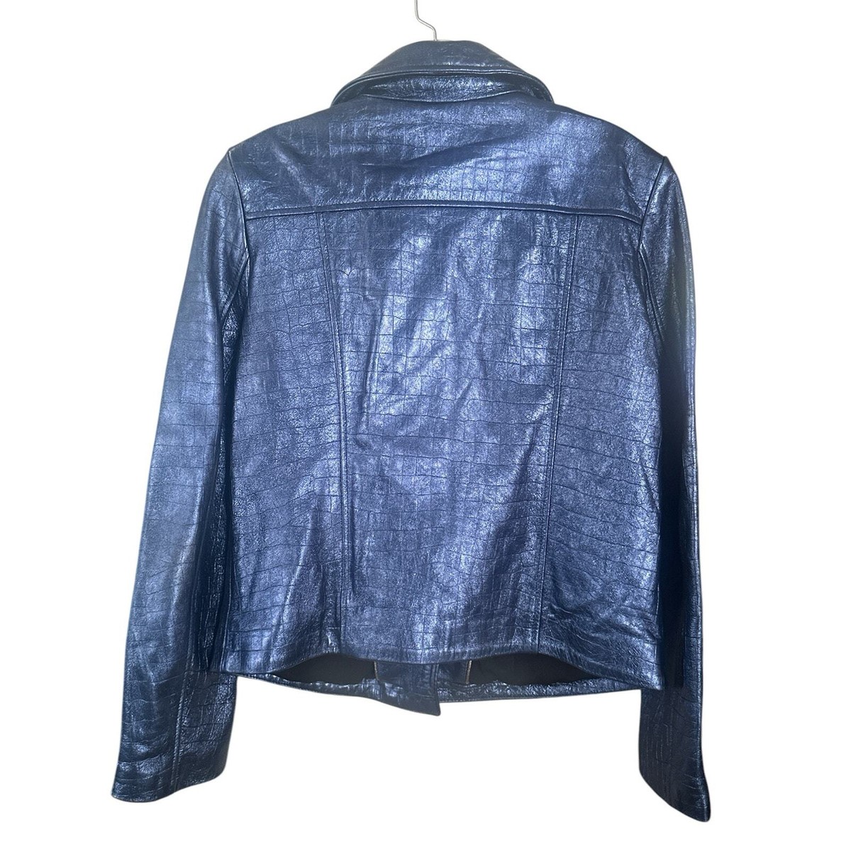 Neiman Marcus Leather Collection electric blue biker