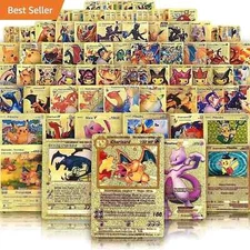 2025-New 55PCS Pok Card Foil GOLD PACK CARDS TCG GX Vmax GX Card Charizard Rare