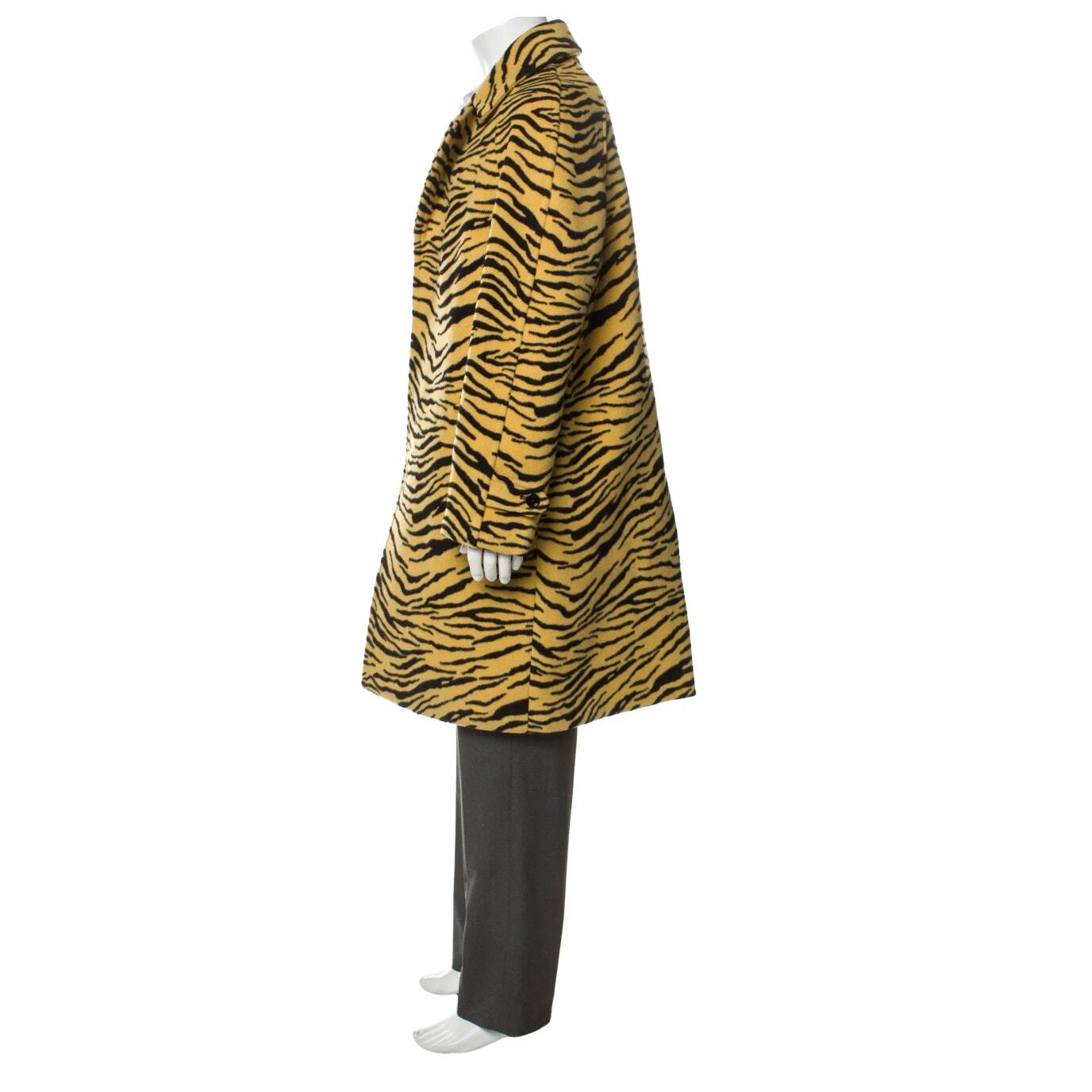 SAINT LAURENT Cappotto soprabito Celine Fall19 lana tigre con etichette giacca pavone YSL Dior