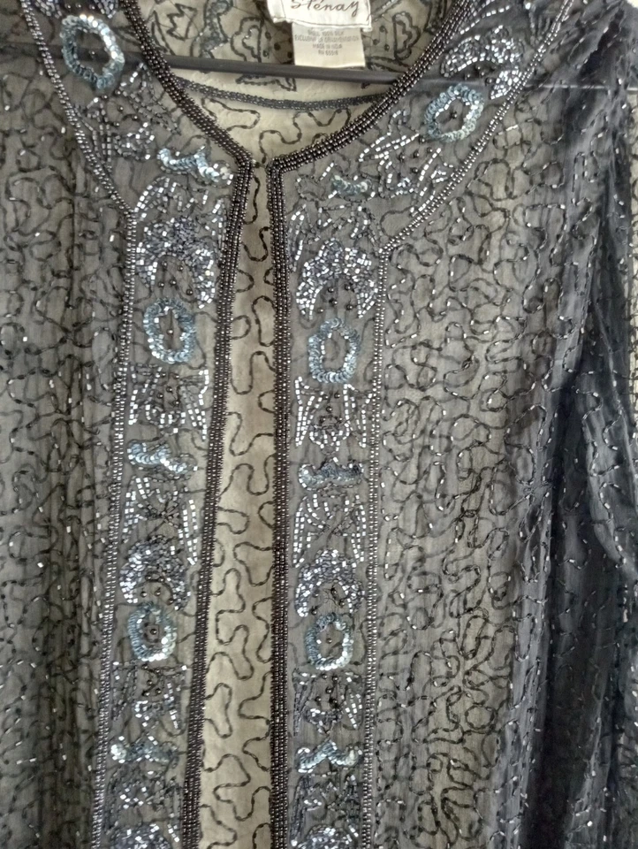 Blazer chaqueta negra con cuentas largas Stenay Foto 2 de 4