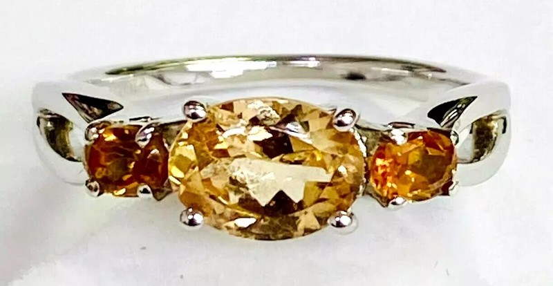 HSN Paul Deasy Gem Sterling Silver Hessonite & Citrine Ring Size 7