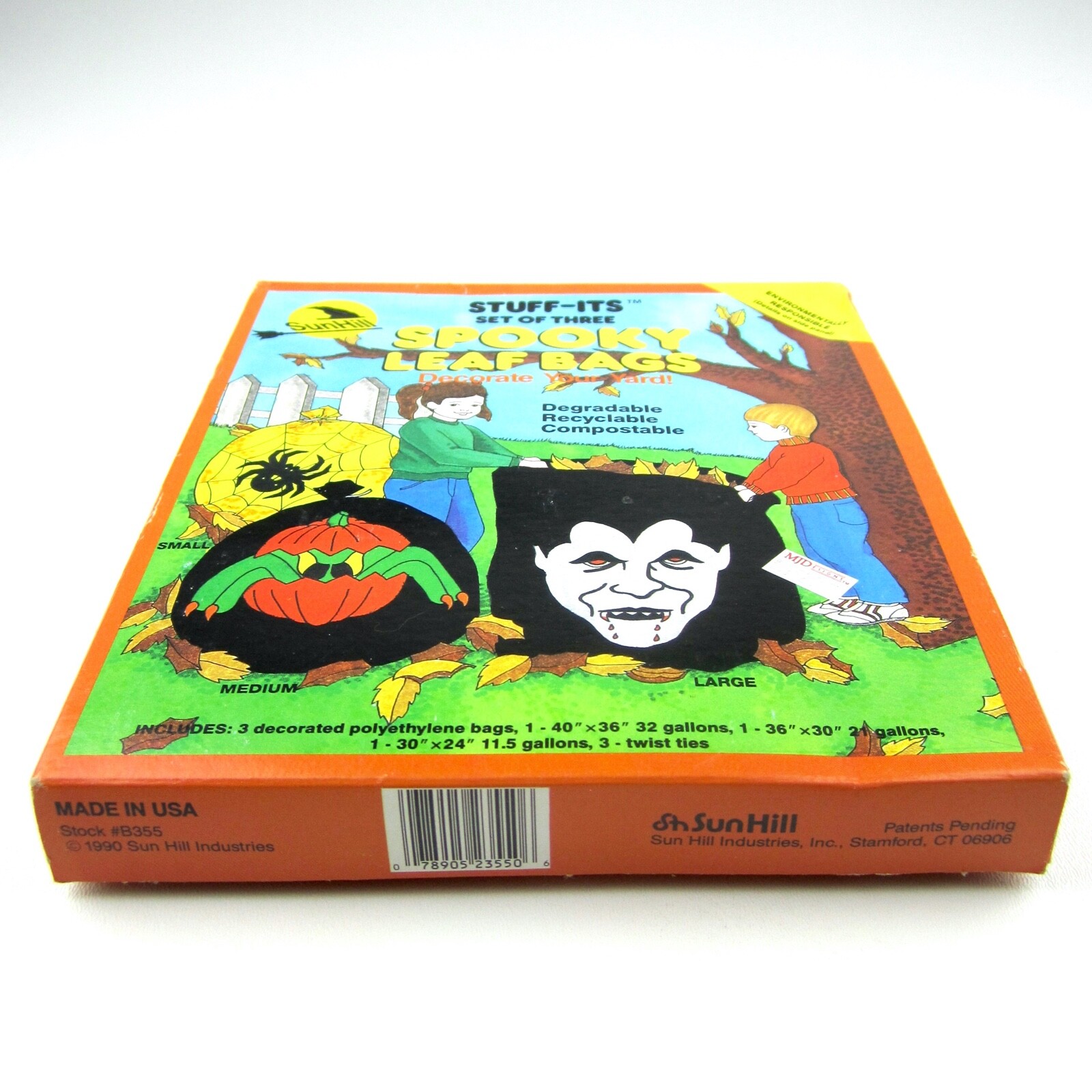 NOS Vintage Sun Hill Spooky Halloween Leaf Bags Stuff-Its Vampire Spider Pumpkin