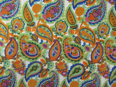 Vintage 60s Groovy Paisley Cotton Canvas Fabric By The Yard | eBay