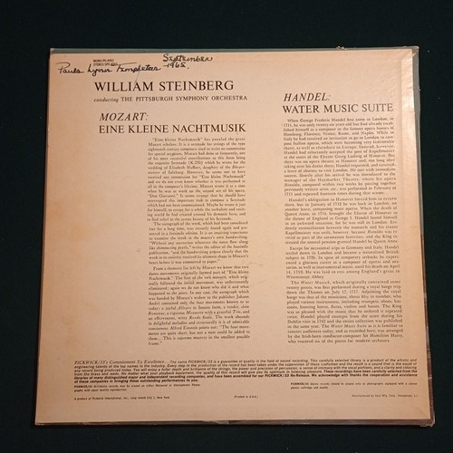 Pittsburgh Symphony Orchestra - Water Music Suite/Eine Kleine Nachtmusik 1965 LP - Picture 2 of 9