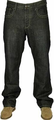 ETO Mens Straight Leg Jeans Basic Casual Work Denim Regular Fadded Trousers