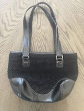 The Sak Small Woven Micro Mini Y2K Preppy Classic Boho Handbag Purse Black Clean