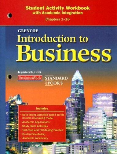 Introduction To Business, Chapters 1-16, Student Activity Workbook (BROWN: INT.. - Picture 1 of 1