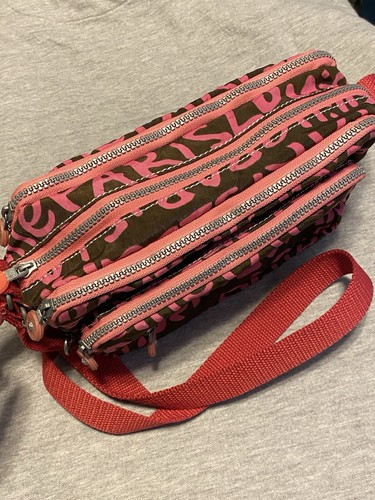 Kipling Messenger Travel Crossbody Bag passport Pinks Brown 7 Pockets - Picture 7 of 18