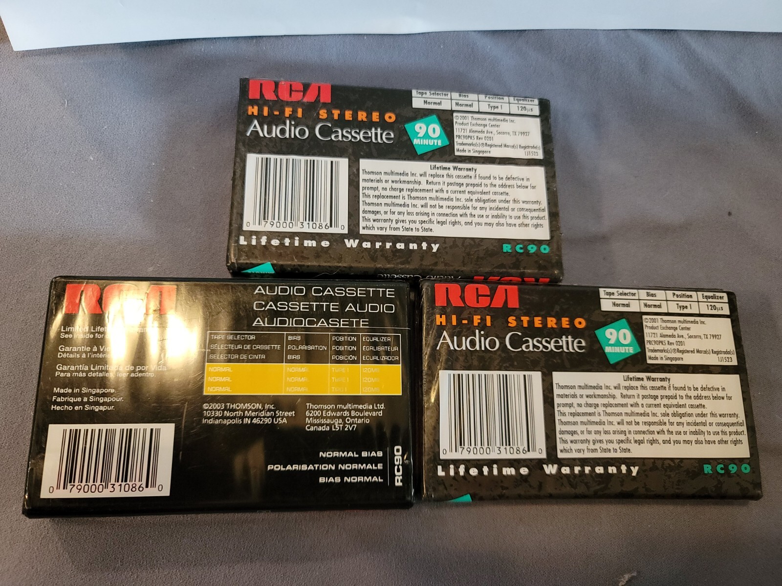 RCA 90 Minutes Blank Audio Cassette Tape RC90 New Sealed and unused Lot of 3 