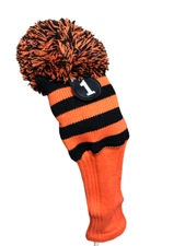 PGC #1 460cc Driver Black Orange Golf Head cover Knit Pom Pom Classic Head Cover