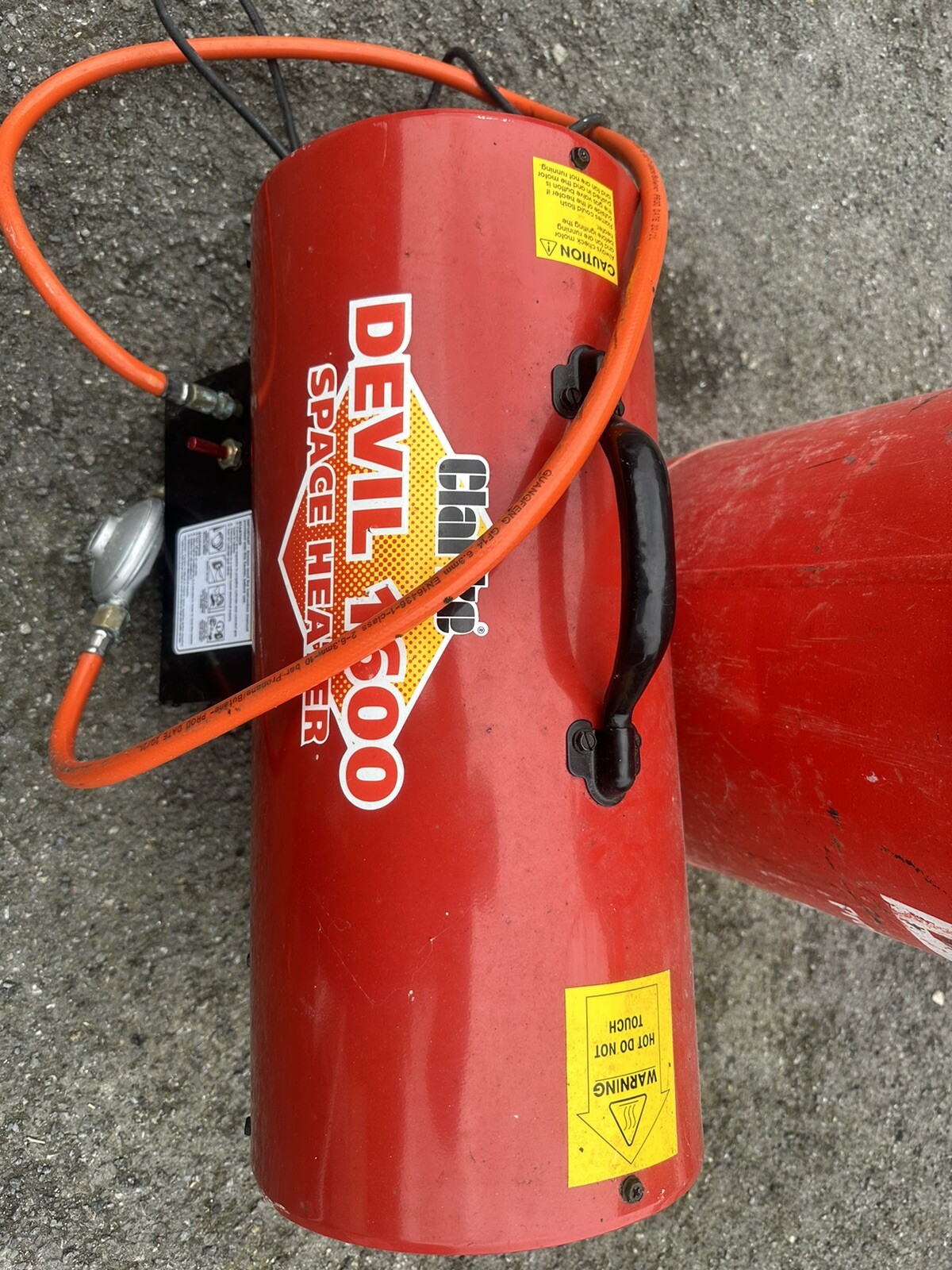Clarke Devil 1600 Space Heater and 2 empty gas cylinders net weight 19kg |  eBay