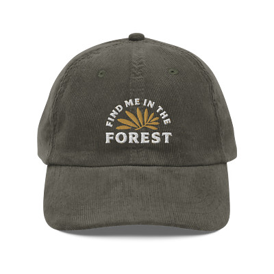 Find Me in the Forest Vintage Embroidered Corduroy Cap