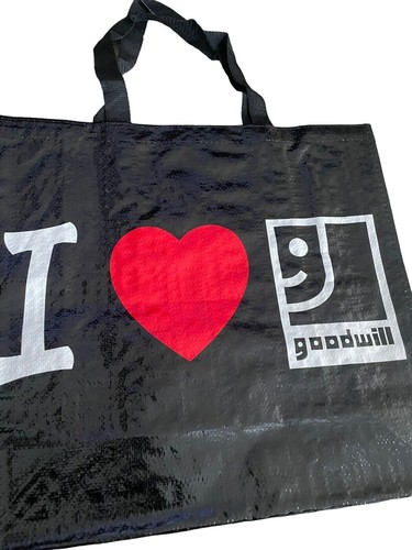 I LOVE GOODWILL reusable tote bag 19.5x17.5x7.5 - Picture 2 of 3