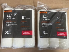 9 in.x 1/2 in.Shed Resistant White Woven Paint Roller Cover (2BAG of 3-Pack)