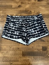 Athleta Girl Cannonball Shorts Swim L 12 Black Tie Dye Lined Drawstring Beach