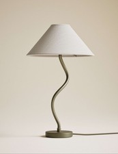 M&S Hallie Table Lamp Cream with a brass-effect wavy stand, Please See Photos