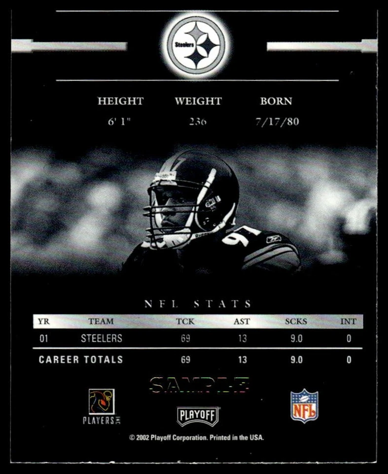 2002 Playoff Prestige #117 Kendrell Bell Samples Gold - Image 2 of 2