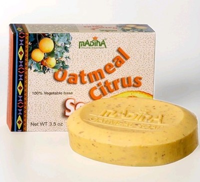3 Pack Madina Oatmeal Citrus 100% Vegetable  Palm Oil Bar Soap 3.5 Oz