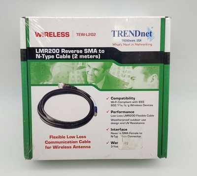 Trendnet TEW-L202 Reverse SMA Female To N-Type Male Cable 6.5ft Weatherproof