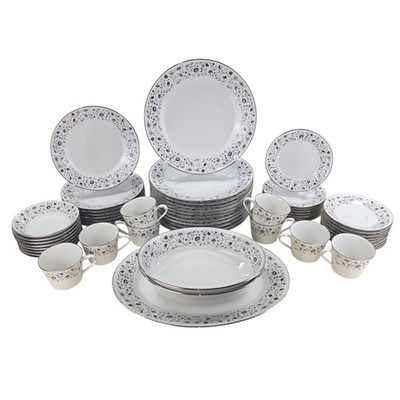 CONTEMPORARY BY NORITAKE FLORIS PATTERN 55 PIECE DISH SET SERVICE FOR 8